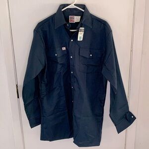 Big Bill navy long sleeve work shirt with pearl snaps Size Large Tall
